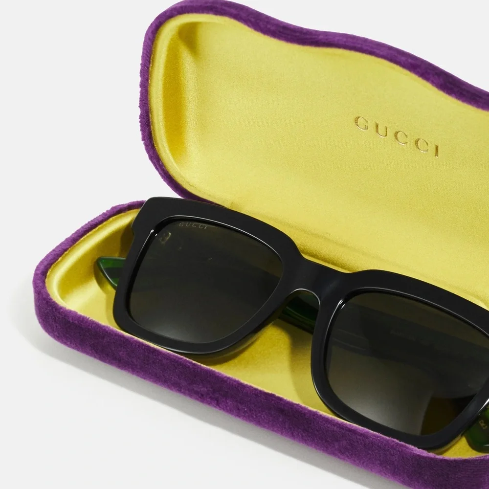 💯 - New Authentic Gucci Green Square Men`s Sunglasses GG0001SN 002 52 GG0001…
